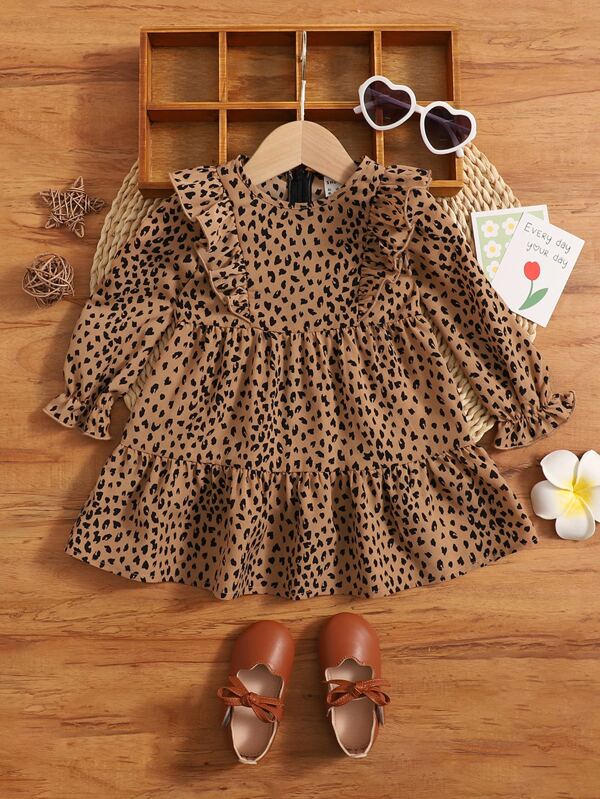 Vestido estampado de lunares para bebé y niñas pequeñas