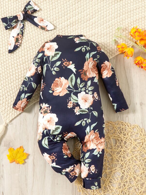 Set de 2 piezaspara bebé niña, mameluco y cin tillo