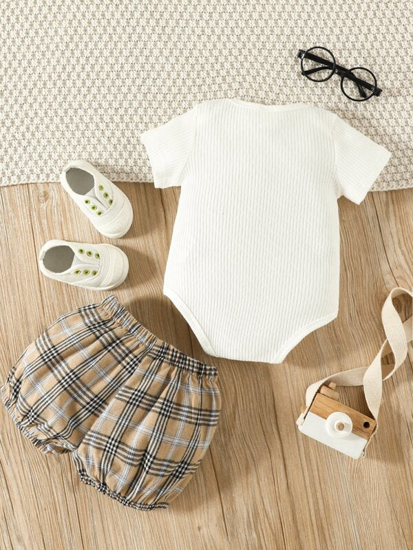 Conjunto de 2 piezas para bebé y niños pequeños, body y shorts