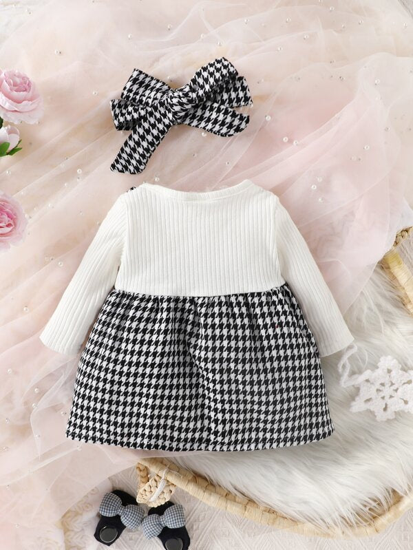 Set de 2 piezas para bebé niña, vestido y banda