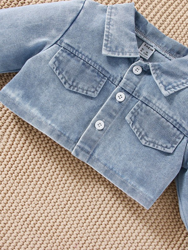 Conjunto de 2 piezas para bebé y niñas pequeñas, vestido y chaqueta de mezclilla