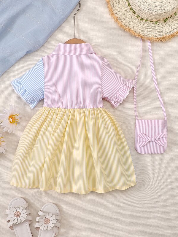 Set de 2 piezas para bebé y niñas pequeñas, vestido y bolsa