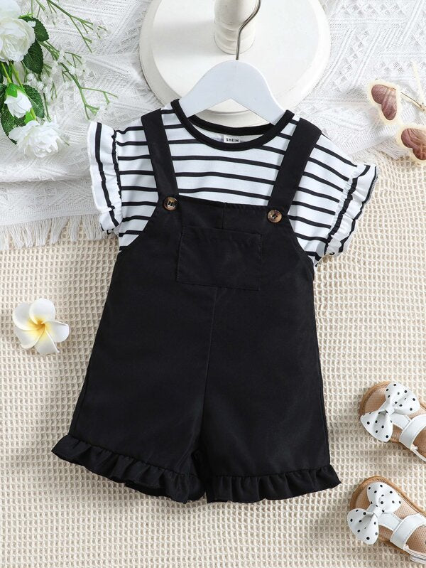 Conjunto de 2 piezas para bebé y niñas pequeñas, blusa y braga