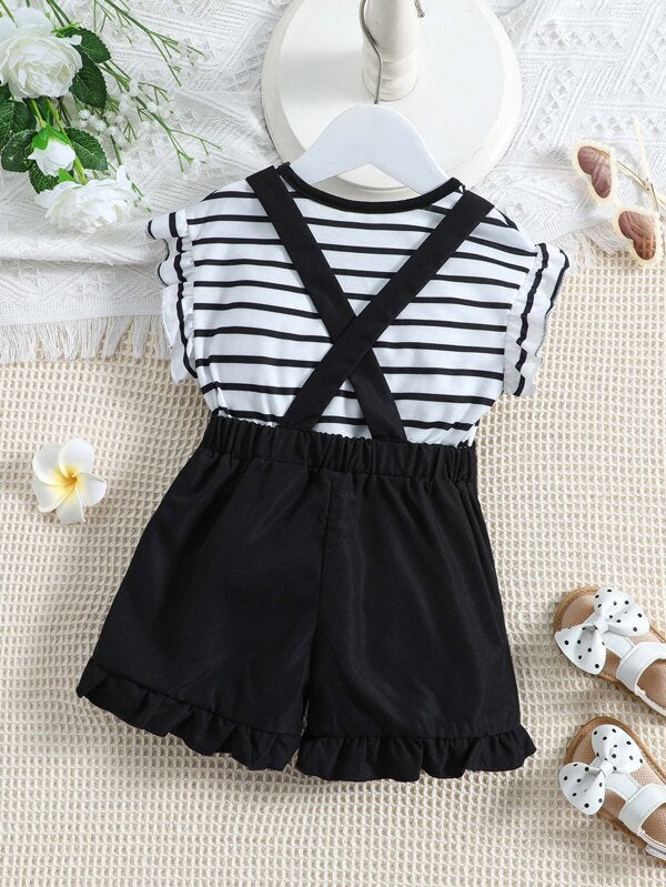 Conjunto de 2 piezas para bebé y niñas pequeñas, blusa y braga