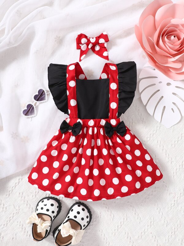 Set de 2 piezas para bebé niñas, vestido y lazo