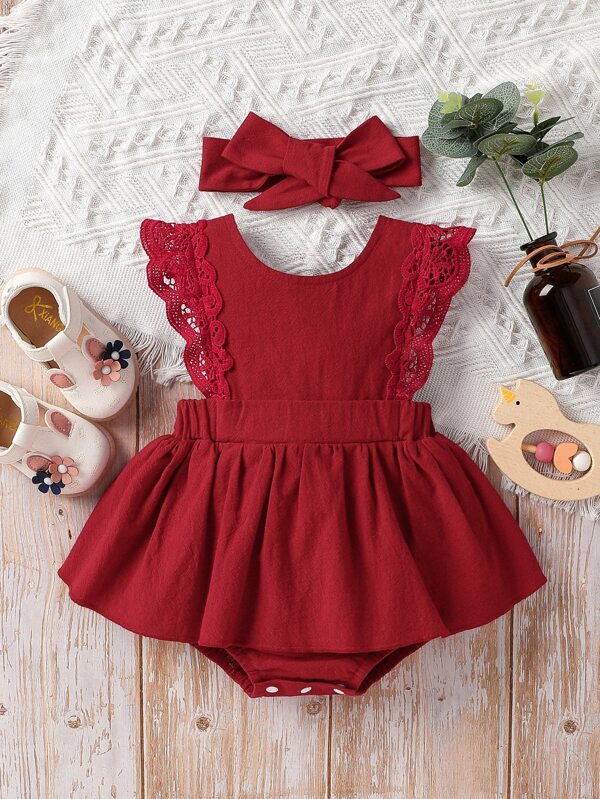Set de 2 piezas para bebé niña, vestido y lazo