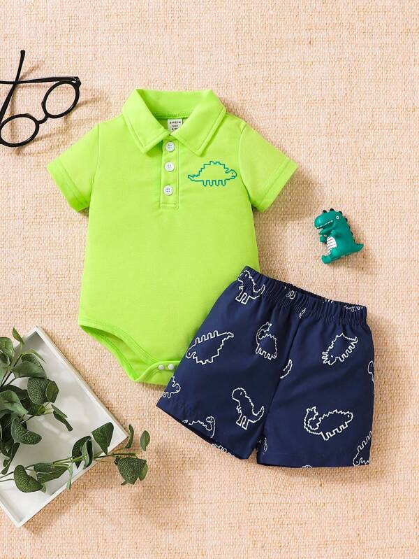 Conjunto de 2 piezas para bebé y niños pequeños, body y shorts