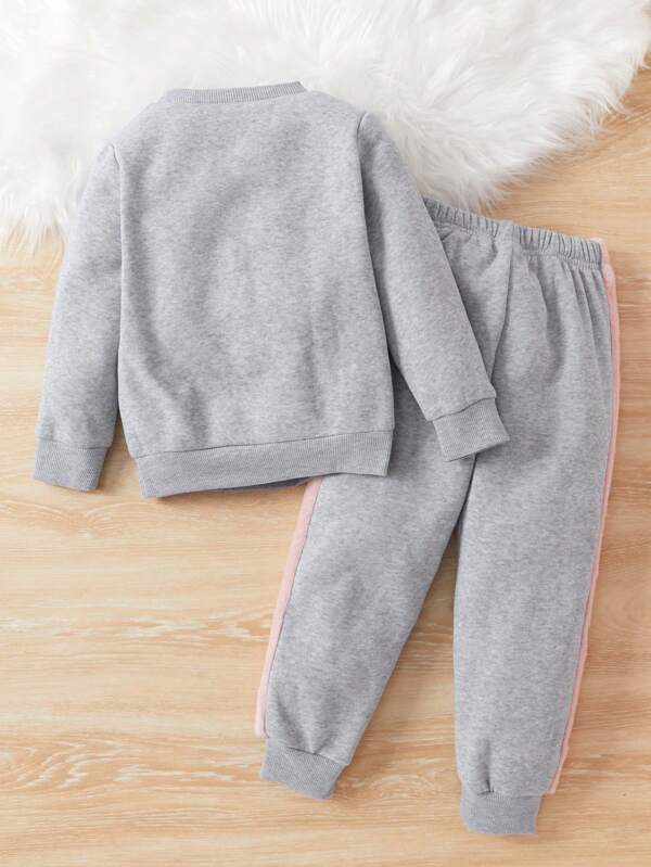 Conjunto de 2 piezas para niñas pequeñas, sweater y joggers