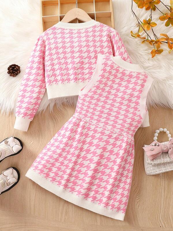 Conjunto de 2 piezas para bebé y niñas pequeñas, cardigán y vestido