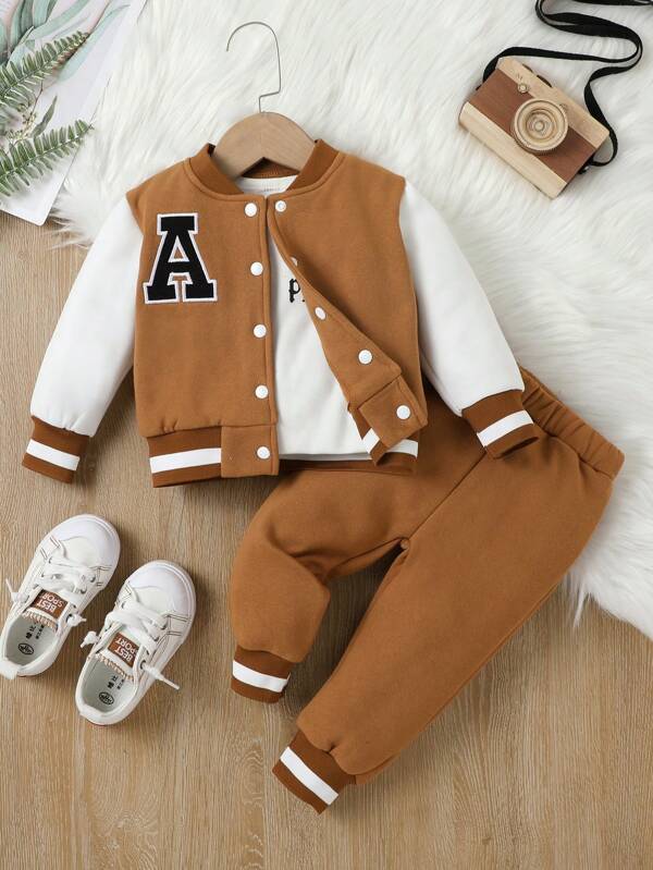 Conjunto de 2 piezas para bebé niños, chaqueta y joggers