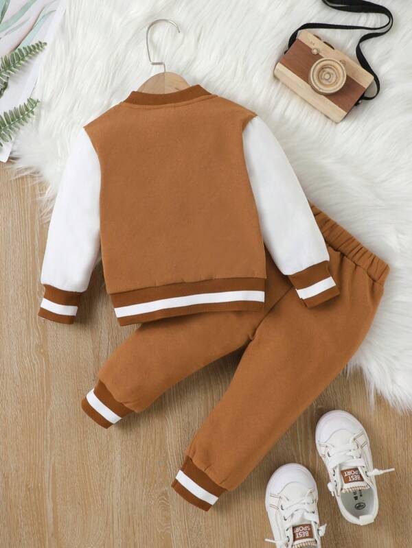 Conjunto de 2 piezas para bebé niños, chaqueta y joggers