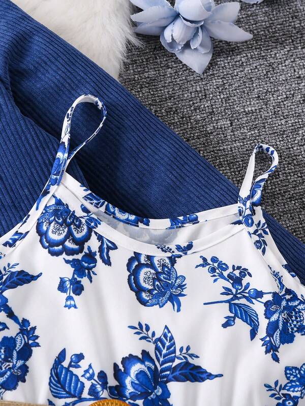 Conjunto de 2 piezas para niñas pequeñas, chaqueta y vestido (incluye cinturón)