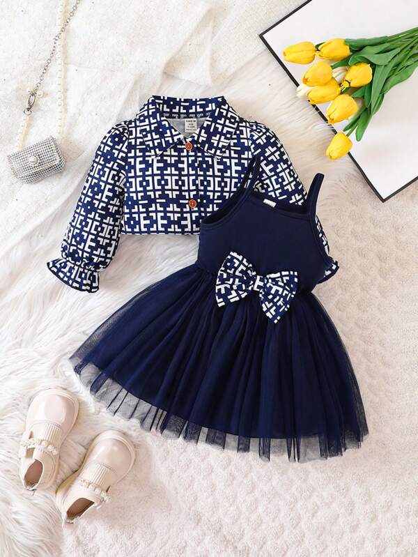 Conjunto de 2 piezas para bebé y niñas pequeñas, chaqueta y vestido