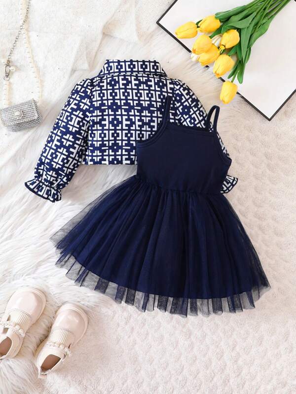 Conjunto de 2 piezas para bebé y niñas pequeñas, chaqueta y vestido