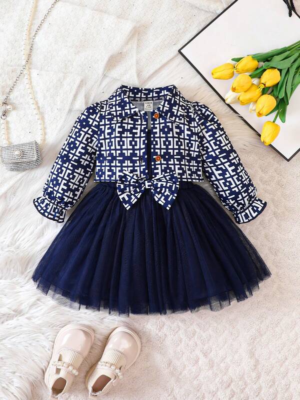 Conjunto de 2 piezas para bebé y niñas pequeñas, chaqueta y vestido