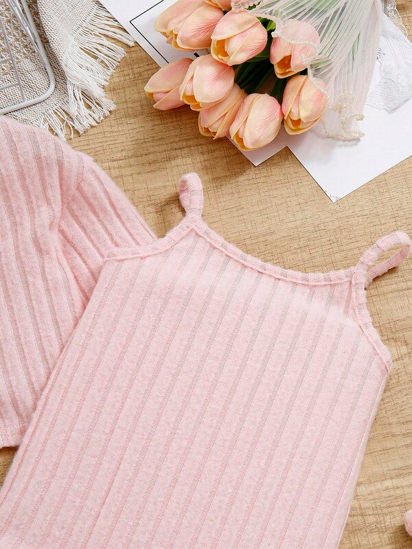 Conjunto de 2 piezas para bebé y niñas pequeñas, enterizo y sweater