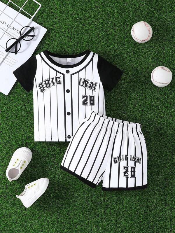 Conjunto de 2 piezas para bebé y niños pequeños, camisa y shorts