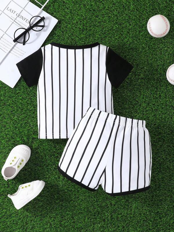 Conjunto de 2 piezas para bebé y niños pequeños, camisa y shorts