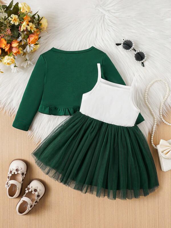 Conjunto de 2 piezas para bebé y niñas pequeñas, vestido y chaleco