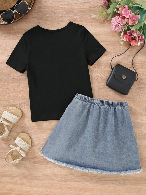 Conjunto de 2 piezas para niñas pequeñas, blusa y falda