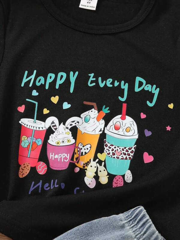 Conjunto de 2 piezas para niñas pequeñas, blusa y falda