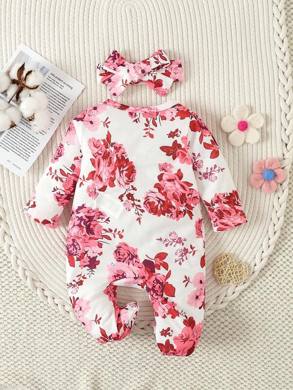 Set de 2 piezas para bebé niña, mameluco y lazo