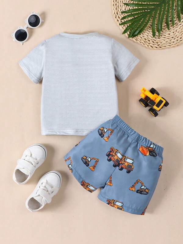 Conjunto de 2 piezas para bebé y niños pequeños, franela y shorts