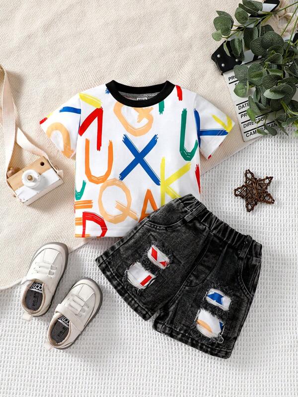 Conjunto de 2 piezas para bebé y niños pequeños, franela y shorts