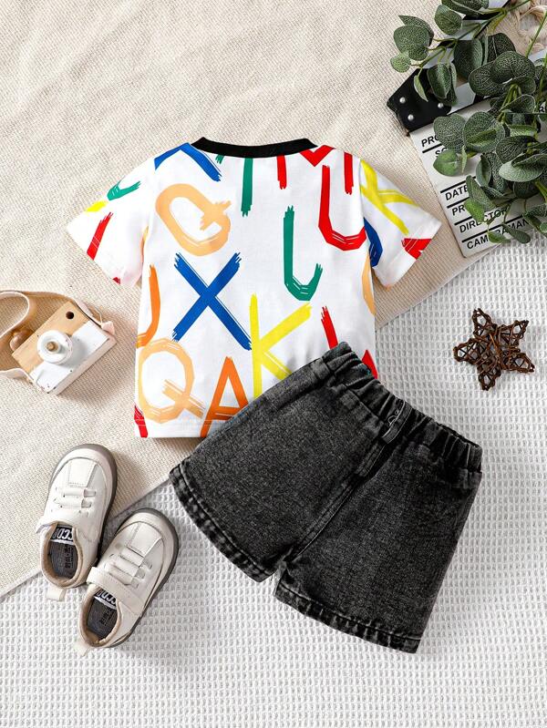 Conjunto de 2 piezas para bebé y niños pequeños, franela y shorts