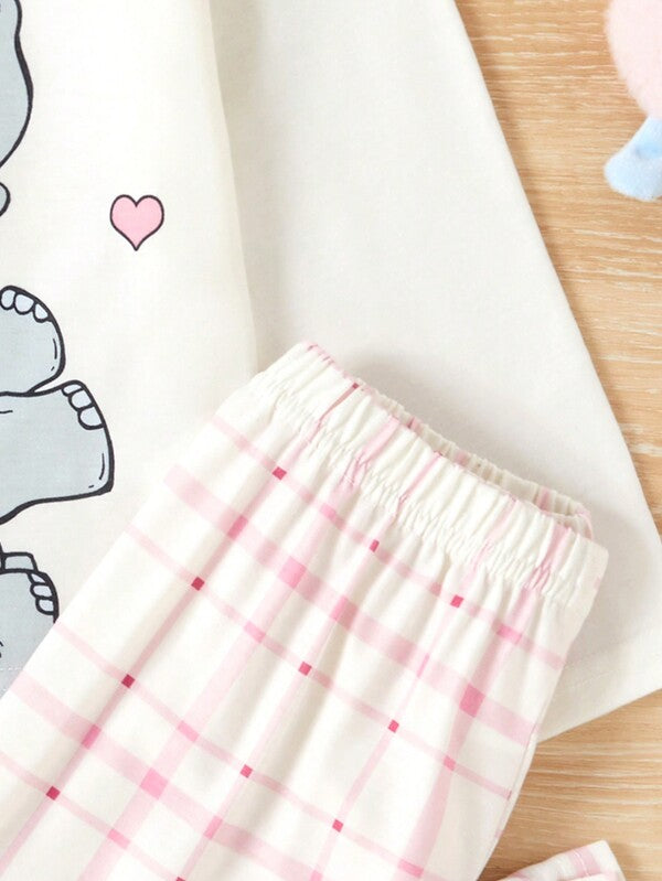 Conjunto de 2 piezas para niñas pequeñas, franela y mono