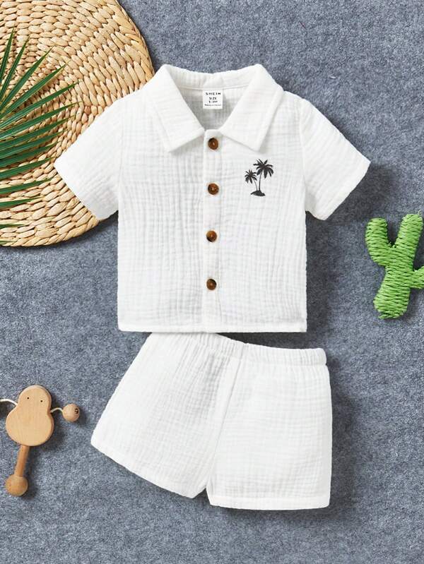 Conjunto de 2 piezas para bebé y niños pequeños, camisa y shorts