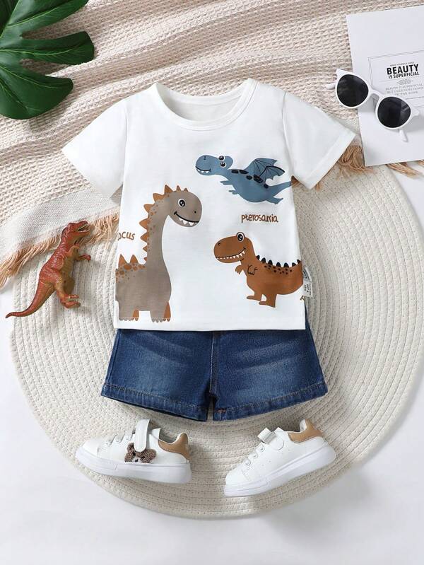 Conjunto de 2 piezas para bebé y niños pequeños, camisa y shorts