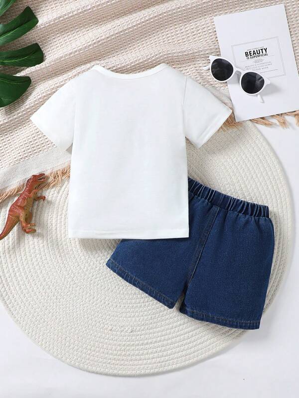 Conjunto de 2 piezas para bebé y niños pequeños, camisa y shorts