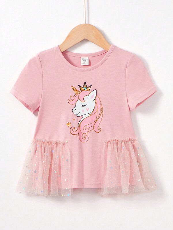 Blusa de unicornio para niña pequeña