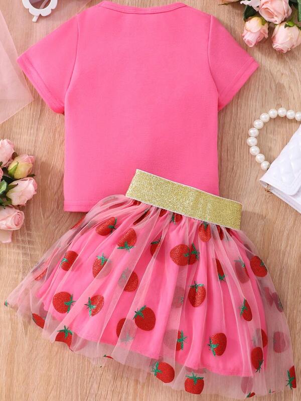 Conjunto de 2 piezas para niñas pequeñas, blusa y falda