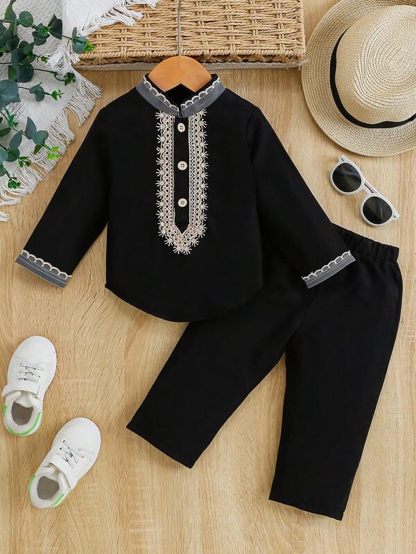 Conjunto de 2 piezas para bebé y niños pequeños, camisa y pantalón