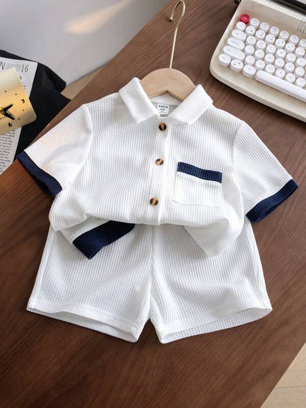 Conjunto de 2 piezas para niños pequeños, camisa y shorts