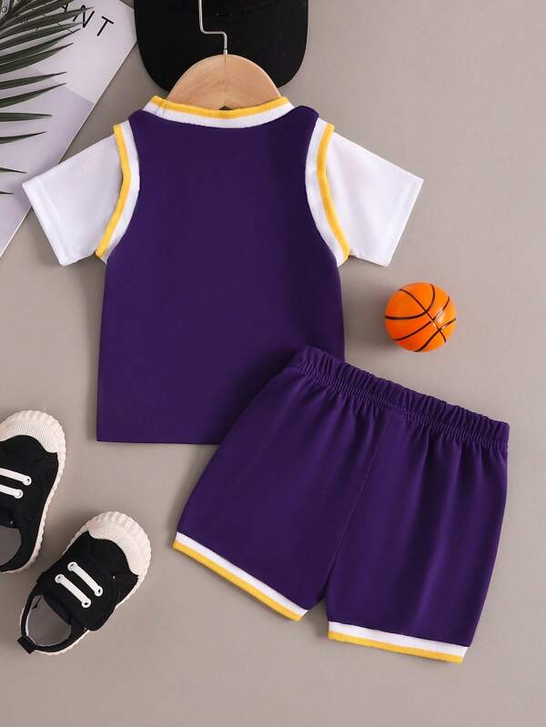 Conjunto de 2 piezas para bebé y niños pequeños, franelilla y shorts