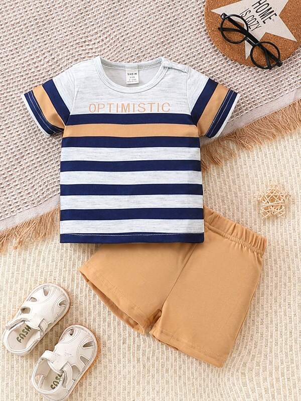 Conjunto de 2 piezas para bebé y niños pequeños, franela y shorts