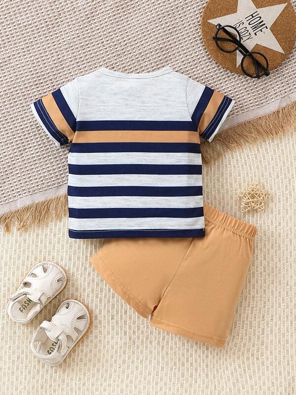 Conjunto de 2 piezas para bebé y niños pequeños, franela y shorts