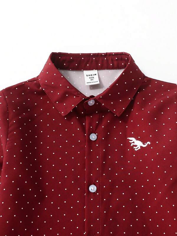 Camisa bordado dinosaurio para niño pequeño
