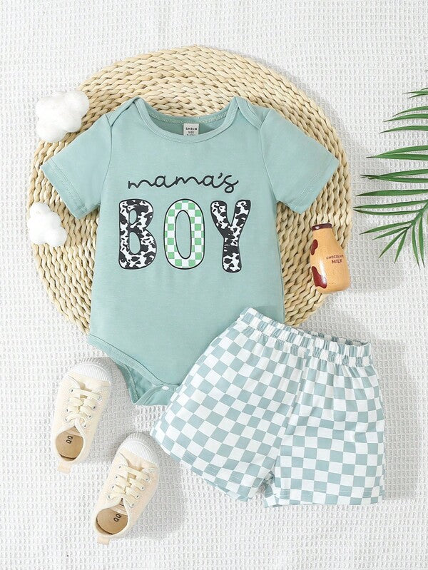 Conjunto de 2 piezas para bebé niño, body y shorts