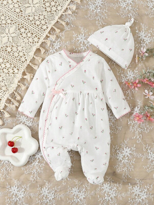 Set de 2 piezas para bebé niña, mameluco y gorro