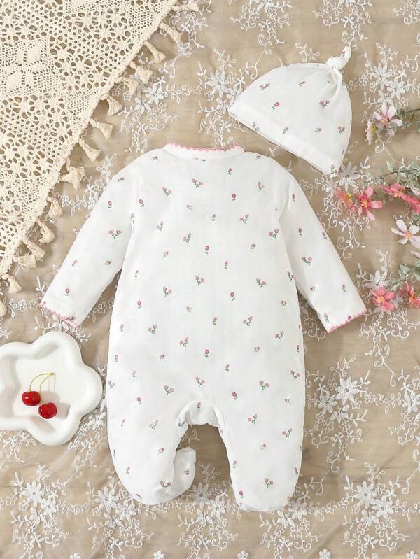 Set de 2 piezas para bebé niña, mameluco y gorro