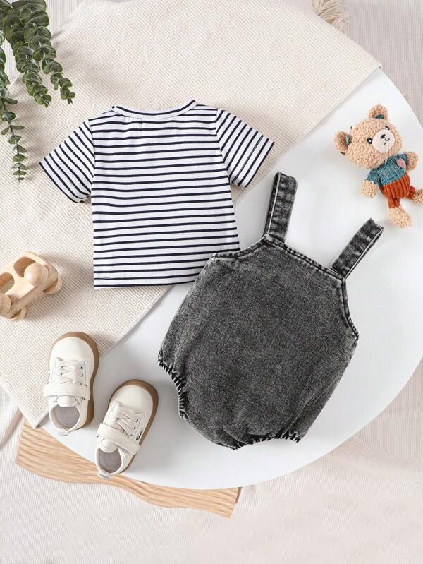 Set de 3 piezas para bebé niño, braga y franela