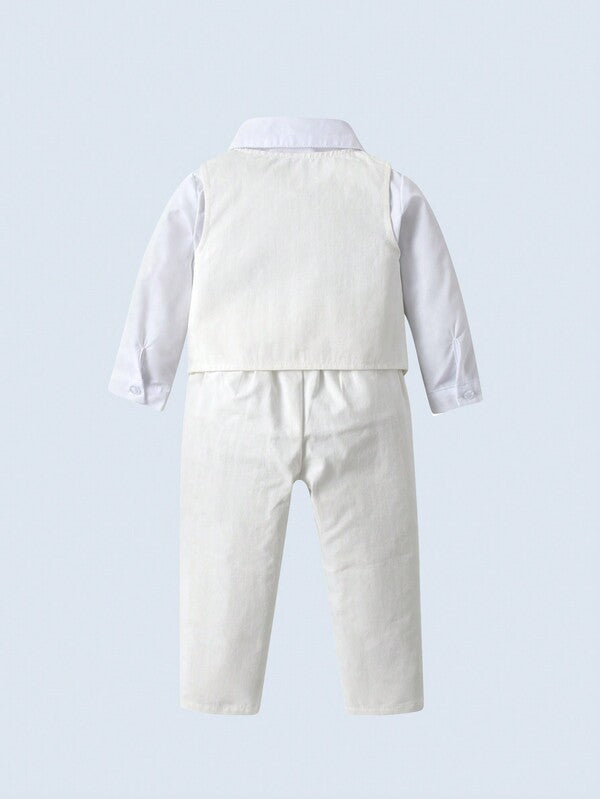 Set de 3 piezas para bebé y niño pequeño, camisa, chaleco y pantalón