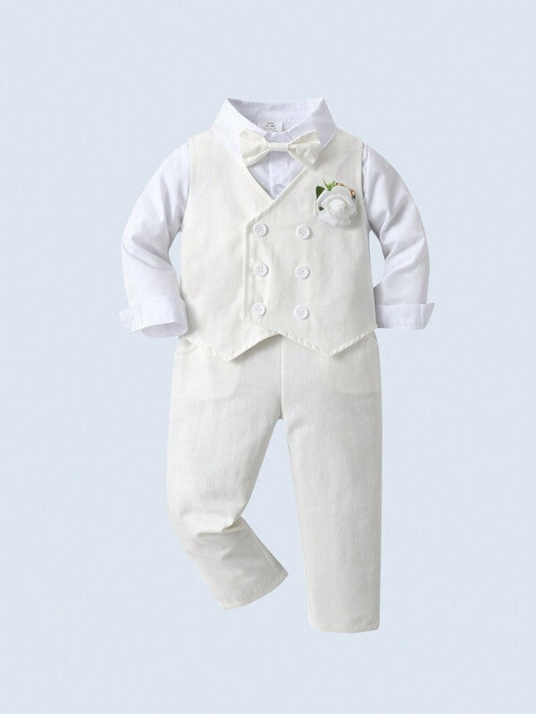 Set de 3 piezas para bebé y niño pequeño, camisa, chaleco y pantalón