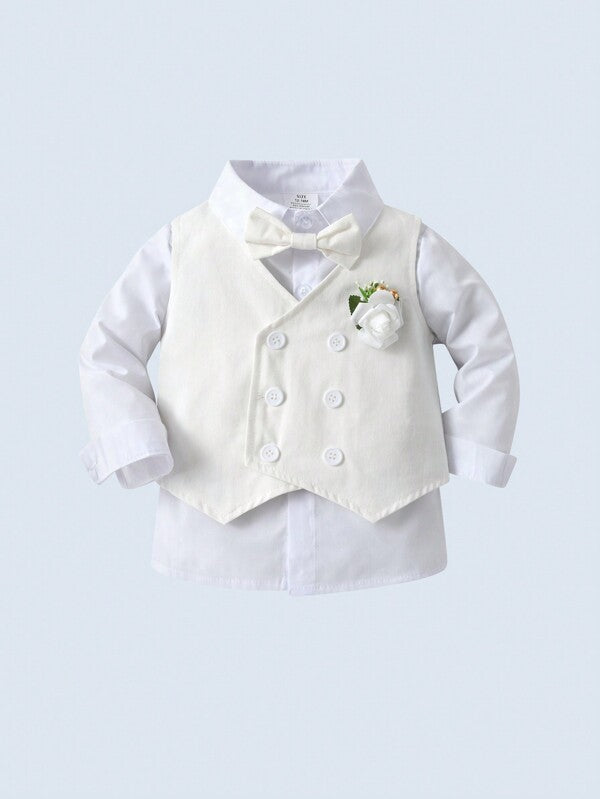 Set de 3 piezas para bebé y niño pequeño, camisa, chaleco y pantalón