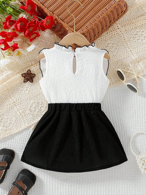 Conjunto de 2 piezas para bebé y niñas pequeñas, blusa y falda