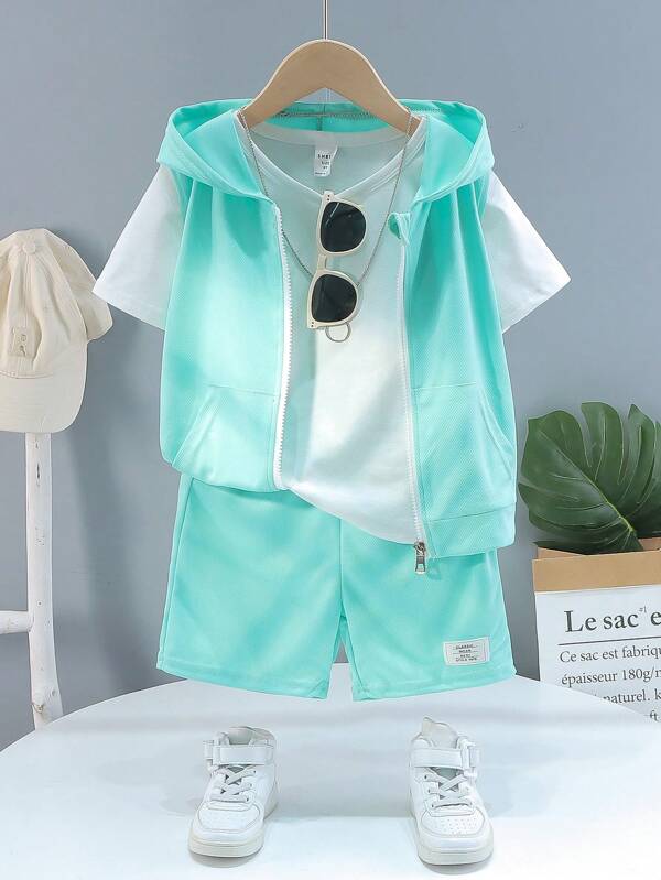 Set de 3 piezas para niños pequeños, franela, chaleco y short